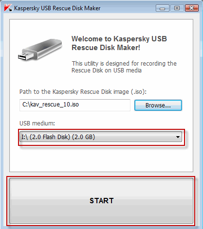 Install Kaspersky Rescue Disk on a USB